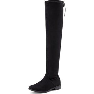 Women's Black Textile Suede Over The Knee Thigh High Winter Riding Boots